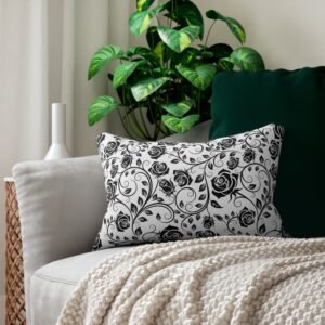 Black Roses Lumbar Pillow
