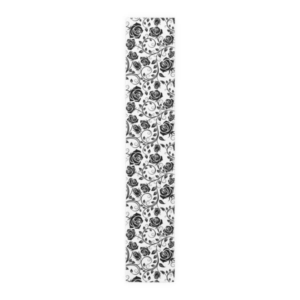 Black Vintage Roses floral table runner cotton