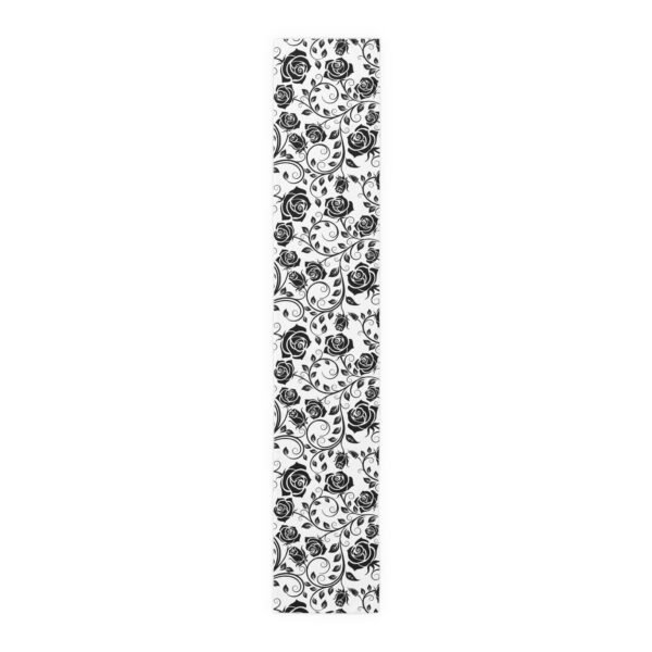 Black Vintage Roses floral table runner polyester