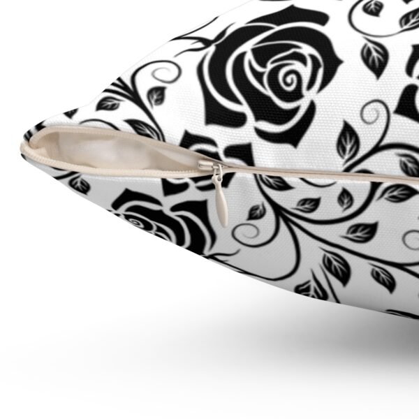 Black vintage roses throw pillow zipper closure