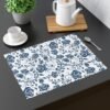 Blue Vintage Roses Placemat on table