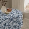 Blue Vintage Roses Tablcloth on round table