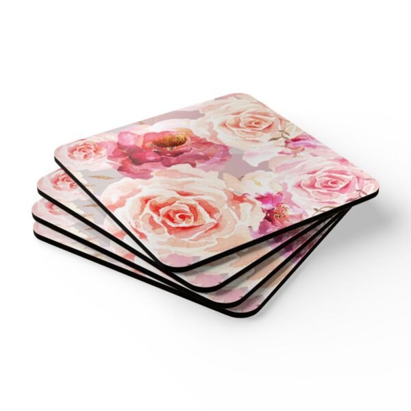 Bohemian Rose cork backed coasters set of 4