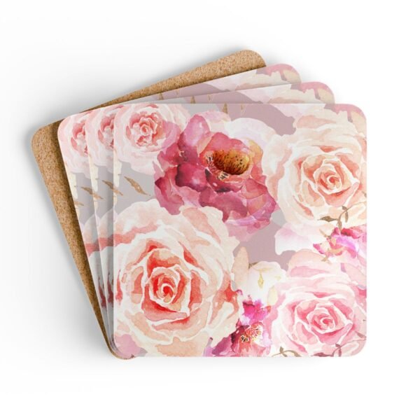 Bohemian Rose cork backing coasters set of 4