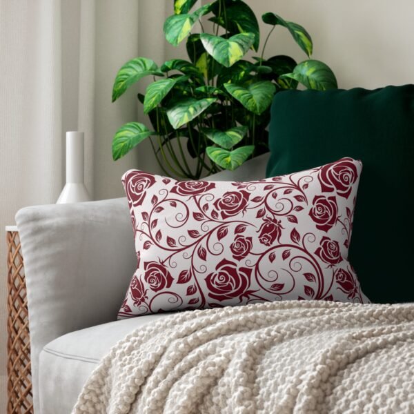 Burgundy Roses Lumbar Pillow