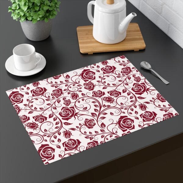 Burgundy Vintage Roses Placemat on table