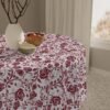 Burgundy Vintage Roses Tablecloth on round table