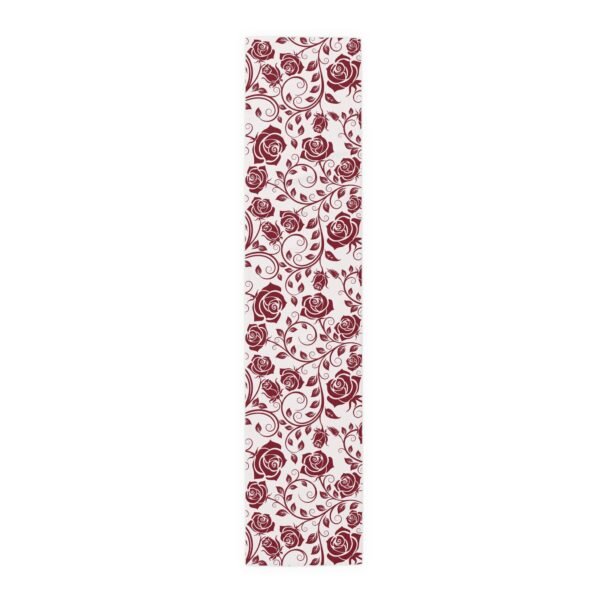 Burgundy Vintage Roses floral table runner polyester