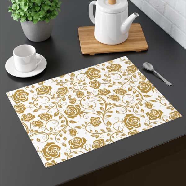Gold Vintage Roses Placemat on table
