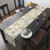 Gold Vintage Roses floral table runner on table