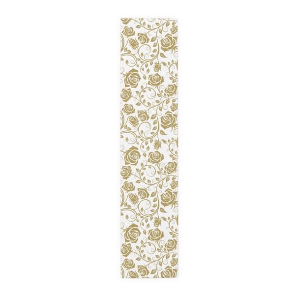 Gold Vintage Roses floral table runner polyester cotton