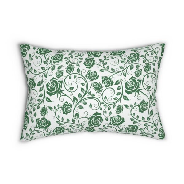 Green Roses Lumbar Pillow