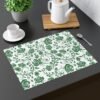 Green Vintage Roses Placemat on table