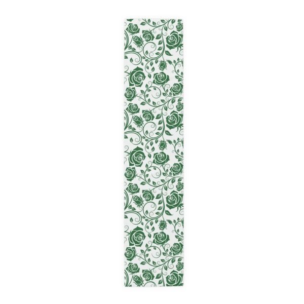 Green Vintage Roses floral table runner polyester