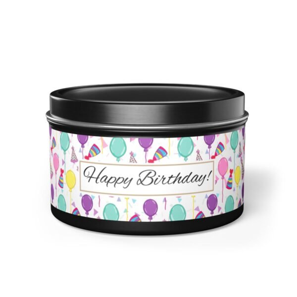 Happy Birthday Black 8oz Candle Tin