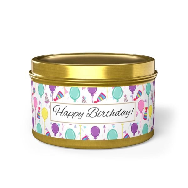 Happy Birthday Gold 8oz Candle Tin