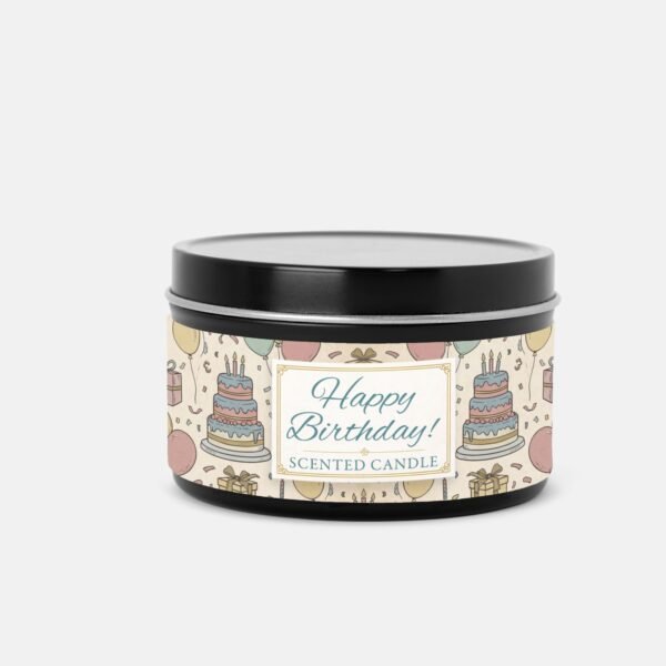 Happy Birthday black 8oz tin jar