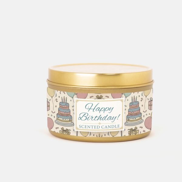 Happy Birthday gold 8oz tin jar
