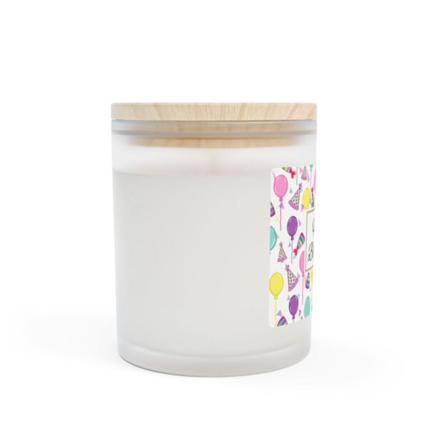 Happy Birthday wood wick candle side view