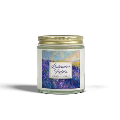 Lavender Fields candle in 4oz clear jar with gold lid Lavender Fields candle in 4oz clear jar with gold lid