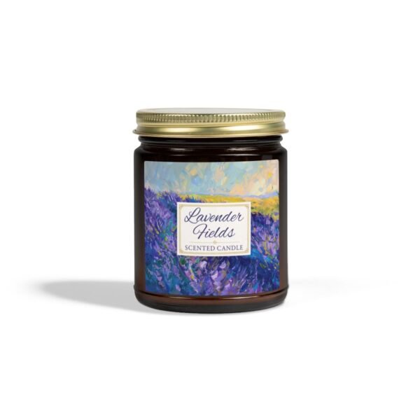 Lavender Fields candle in 9oz amber jar with gold lid Lavender Fields candle in 9oz amber jar with gold lid