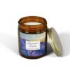 Lavender Fields candle in 9oz amber jar with gold lid with lid off Lavender Fields candle in 9oz amber jar with gold lid with lid off