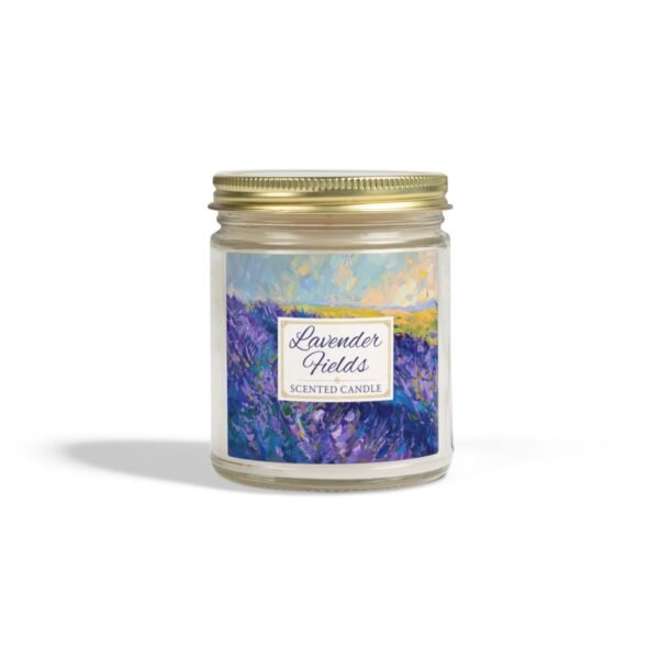 Lavender Fields candle in 9oz clear jar with gold lid Lavender Fields candle in 9oz clear jar with gold lid