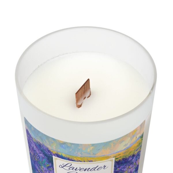 Lavender Fields wood wick candle top view