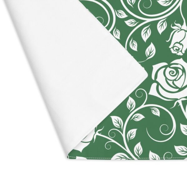 White Green Vintage Roses Placemat showing backside
