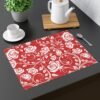 White Red Vintage Roses Placemat on table
