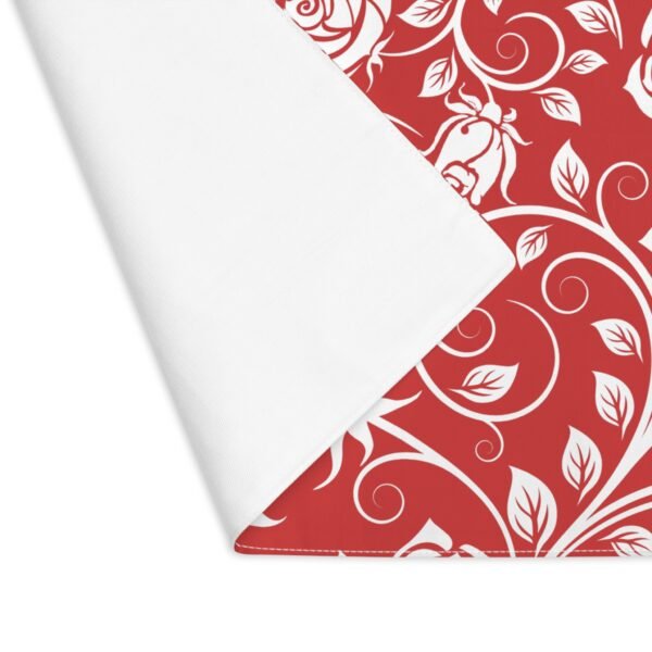 White Red Vintage Roses Placemat showing backside