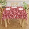 White Red Vintage Roses Tablecloth on square