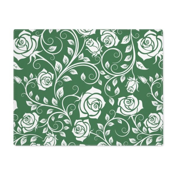 White on Green Vintage Roses Placemat