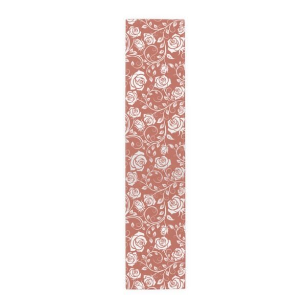 White on Red Vintage Roses floral table runner cotton