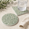Willow Bough ceramic tile coasters on table with glass Willow Bough ceramic tile coasters on table with glass