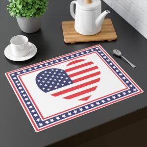 american flag heart placemat on table american flag heart placemat on table