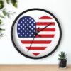 american flag heart wall clock black above shelf
