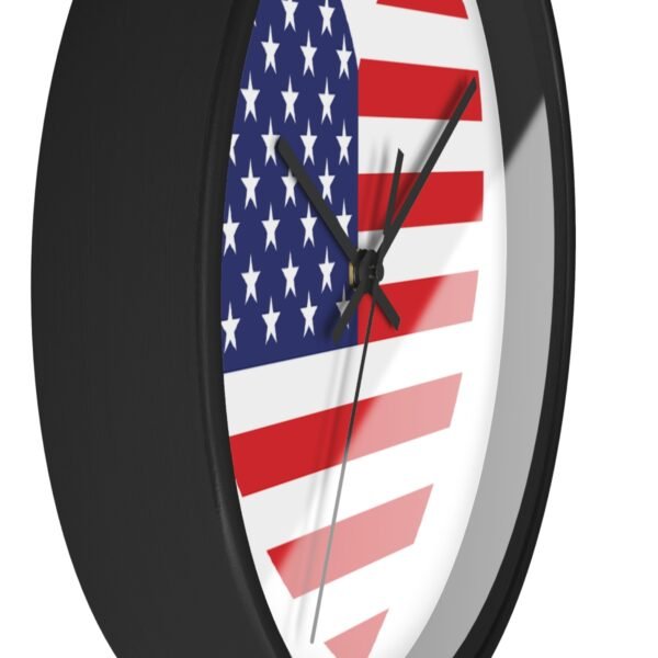 american flag heart wall clock black frame side view