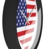 american flag heart wall clock black frame white hands side view