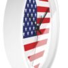 american flag heart wall clock white frame black hands side view