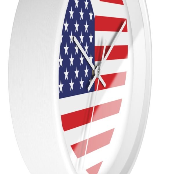 american flag heart wall clock white frame white hands side view