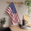 american flag kitchen tea towel hanging in a kitchen setting american flag kitchen tea towel hanging in a kitchen setting