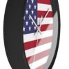 american flag wall clock black frame white hands side view american flag wall clock black frame white hands side view