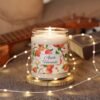 apple harvest soy wax lit candle with string lights