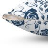 blue vintage roses throw pillow zipper closure