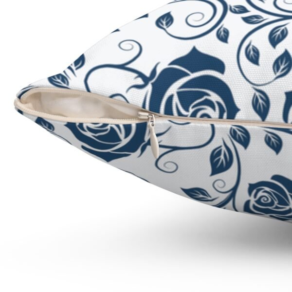 blue vintage roses throw pillow zipper closure