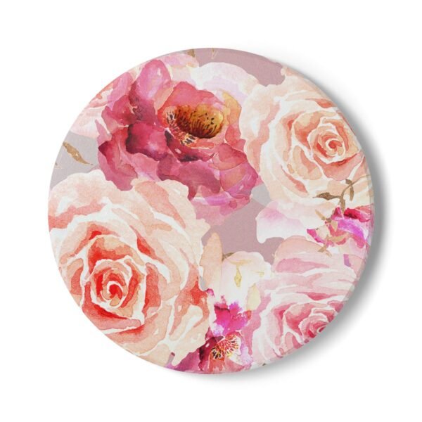 bohemian rose ceramic tile coaster round