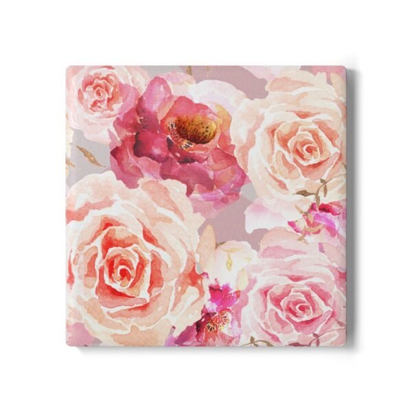 bohemian rose ceramic tile coaster square