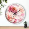 bohemian rose wall clock white frame black hands over shelf bohemian rose wall clock white frame black hands over shelf