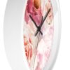 bohemian rose wall clock white frame black hands side view bohemian rose wall clock white frame black hands side view